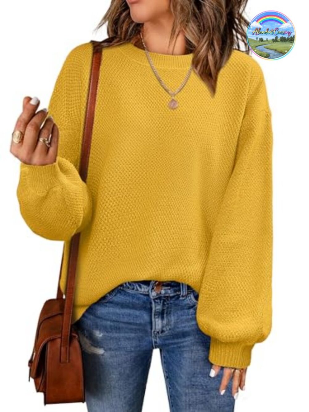 Oversized Pullover Sweater Women Chunky Lantern Sleeve Drop Shoulder Fall